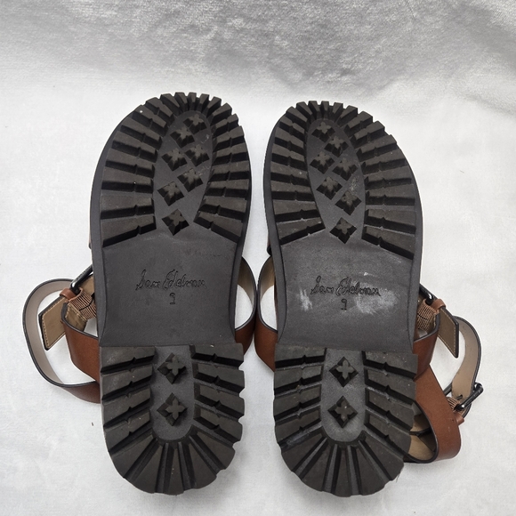 Sam Edelman Eleanora Lug Sole Brown Leather Buckle Sandals - Picture 5 of 6